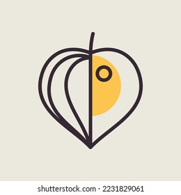 Physalis berries isolated design vector icon. Graph symbol for food and drinks web site, apps design, mobile apps and print media, logo, UI