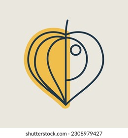 Physalis berries isolated design vector icon. Graph symbol for food and drinks web site, apps design, mobile apps and print media, logo, UI