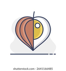 Physalis berries isolated design vector icon. Graph symbol for food and drinks web site, apps design, mobile apps and print media, logo, UI