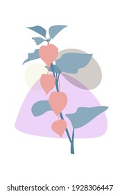 Physalis branch. Abstract boho minimalist poster for nursery wall design, party invitations, t-shirt design, etc.