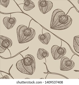 Physalis seamless pattern in vintage style