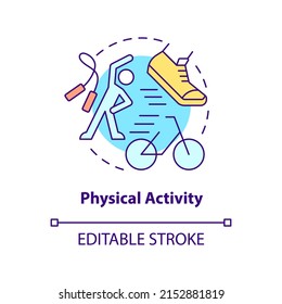 Physical activity concept icon. Reducing stress and anxiety. Treatment abstract idea thin line illustration. Isolated outline drawing. Editable stroke. Arial, Myriad Pro-Bold fonts used