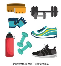 Physical activity, fitness icons set. Isolated symbols collection
