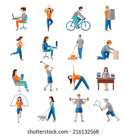 Physical activity healthy lifestyle icons set isolated vector illustration.
