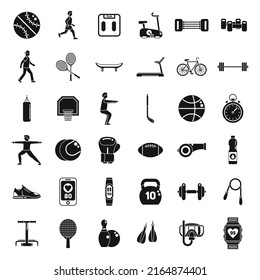 Physical activity icons set simple vector. Yoga person. Gym trainer