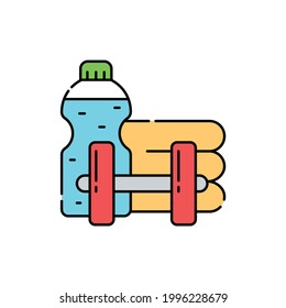 Physical activity line color icon. Diabetes treatment concept. Pharmacy. Editable stroke.