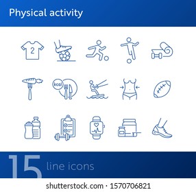 Physical activity line icon set. Exercising, game, fitness. Sport concept. Can be used for topics like wellness, healthy lifestyle, competition