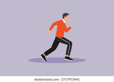 Körperliche Aktivität Männer joggen. Physikalisches Aktivitätskonzept Farbige, flache Vektorgrafik einzeln