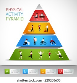 Physical Activity Pyramid Inforgaphic With People Figures Vector Illustration