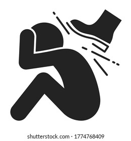 Physical bullying black glyph icon. Harassment, beat and violence. Isolated vector element. Outline pictogram for web page, mobile app, promo.