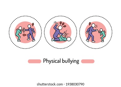 Physical bullying color line icon. Social violence Pictogram for web page, mobile app, promo. Editable stroke