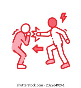 Physical bullying color line icon. Harassment, beat and violence. Sign for web page, mobile app, button, logo. Editable stroke