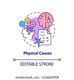 Physical causes concept icon. Brain injury and defect. Conduct disorder causes abstract idea thin line illustration. Isolated outline drawing. Editable stroke. Arial, Myriad Pro-Bold fonts used