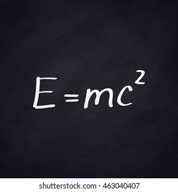 Physical concept of the theory of relativity written on the chalk Board.