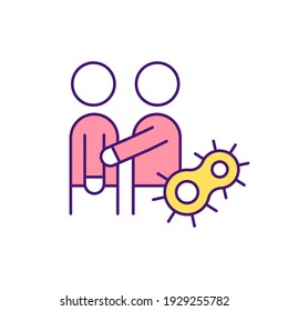 Physical contact during covid RGB color icon. Touch deprivation. Social distancing. Limiting face-to-face contact. Protective measure. Human-to-human transmission. Isolated vector illustration