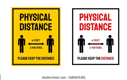 Physical Distance Not Social Distance Interaction Sign Vector Illustration To Prevent Corona Virus Spread