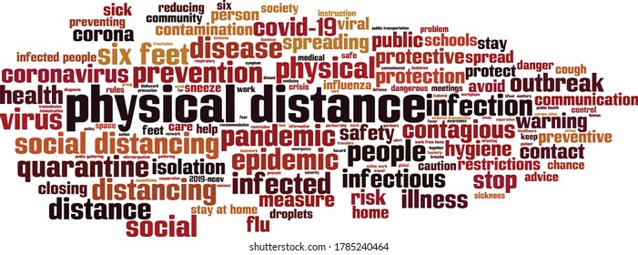 Physical distance word cloud concept. Collage made of words about physical distance. Vector illustration