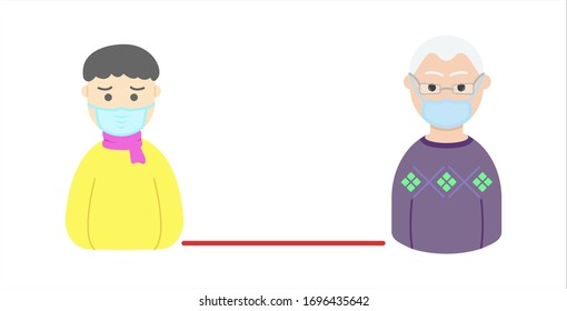 physical distance young and old man