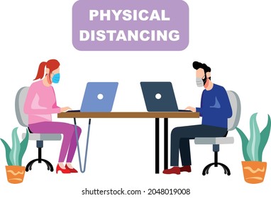 Physical Distancing Character Vector Illustration