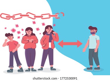 Physical Distancing Flat Design Illustration