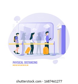 Physikalische Distanzillustration, wenn wir online warten