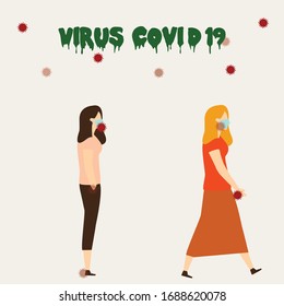Physical Distancing, MERS-Cov (middle East respiratory syndrome coronavirus), 2019-nCoV, women in suit with blue medical face mask against viruses floating in the air
Coronary virus concepts