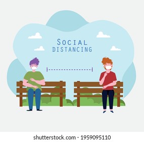 physical distancing sitting on bench