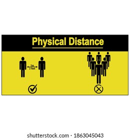 Physical distancing or Social distancing. Keep the 1 meter or 3 feet distance. Coronovirus epidemic protective. Vector illustration.