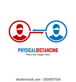 Physical distancing or social distancing vector logo template. Suitable for health symbol
