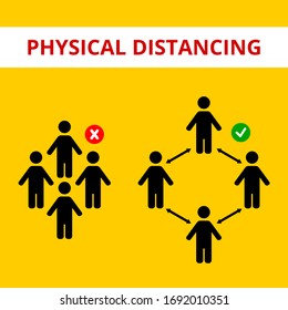 physical distancing vector graphic illustration