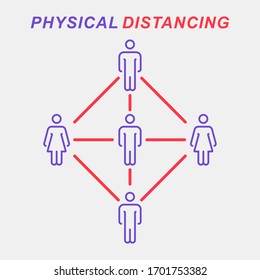 Physical distancing vector illustration design