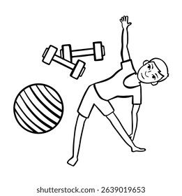 physical education, exercises, gymnastics line vector illustration