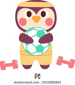 Physical Education School Subject Owl Vector Illustration