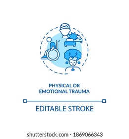 Physical And Emotional Trauma Concept Icon. CFS Cause Idea Thin Line Illustration. Fatigue And Exhaustion. Significant Emotional Stress. Vector Isolated Outline RGB Color Drawing. Editable Stroke