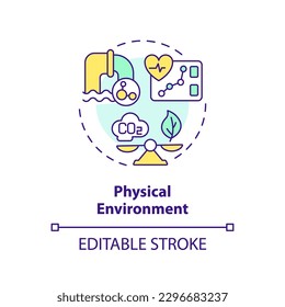 Physical environment concept icon. Quality of air, water and housing. Diseases prevention. Social determinant of health abstract idea thin line illustration. Isolated outline drawing. Editable stroke