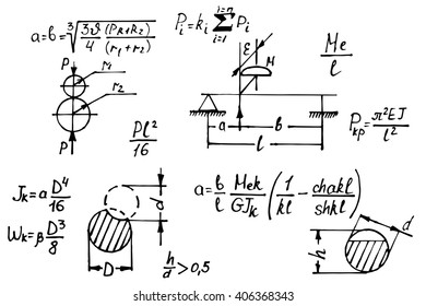 Physical equations on whiteboard. Science vector background.