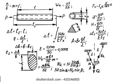 Physical equations on whiteboard. Science vector background.