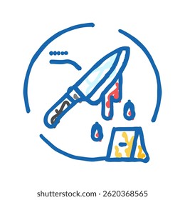 evidência física crime doodle ícone esboço vetor. prova física crime sinal. símbolo isolado ilustração