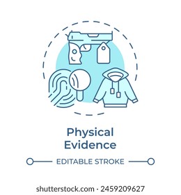 Physical evidence soft blue concept icon. Forensic examination, legal proceeding. Round shape line illustration. Abstract idea. Graphic design. Easy to use in infographic, presentation