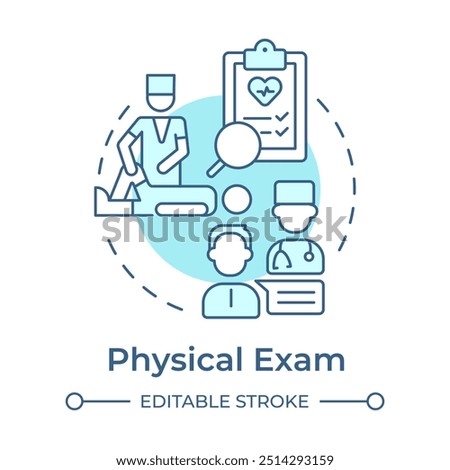 Physical exam soft blue concept icon. Cancer diagnostics. Medical examination, checkup. Cancer prevention. Round shape line illustration. Abstract idea. Graphic design. Easy to use in article