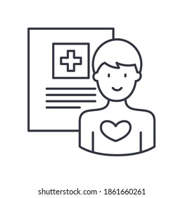 Physical examination icon, linear isolated illustration, thin line vector, web design sign, outline concept symbol with editable stroke on white background.
