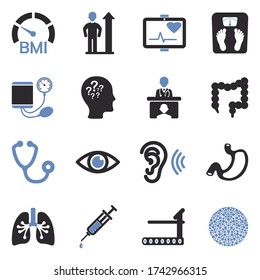 Physical Examination Icons. Two Tone Flat Design. Vector Illustration.