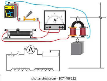 Physical Experience Using Electromagnet Changing Current Stock Vector ...