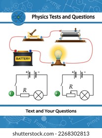 The physical experiment for studying Ohm's laws with simple electrical scheme. Change in current strength. Electric current is proportional to voltage and inversely proportional to resistance.