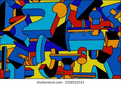 Physical figures different shapes, Vector modern design inspired by brutalism posters