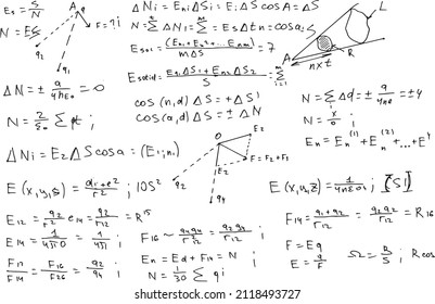 Physical formulas and equations written by hand on a white background.