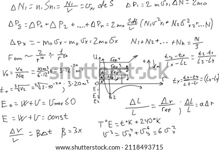 Physical formulas and equations written by hand on a white background.