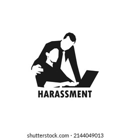 Physical Harassment At Work Place Simple Black Vector Silhouette Illustration.