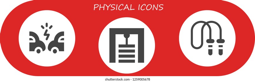  physical icon set. 3 filled physical icons. Simple modern icons about  - Accident, Gym station, Jumping rope