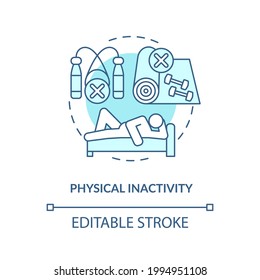 Physical inactivity concept icon. Sitting or laying down during day. Lazy lifestyle. Health issues abstract idea thin line illustration. Vector isolated outline color drawing. Editable stroke